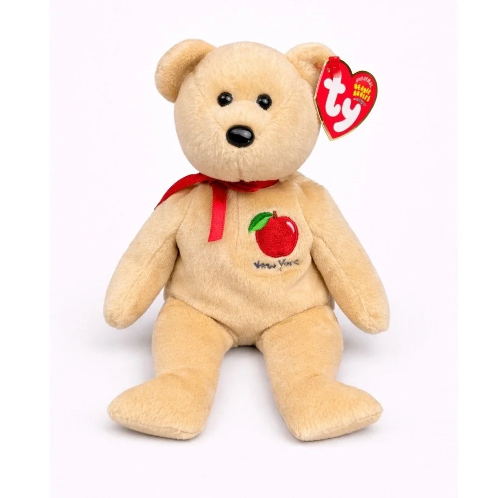 Ty Beanie Babies Big‎ Apple Bear 2004 New York City Tan Plush Red Ribbon 40120